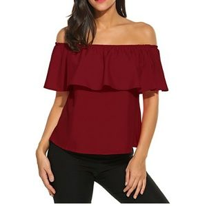 Off shoulder ruffle top! Comes in more colors!